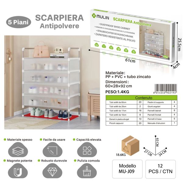 MU-J09 Scarpiera Antipolvere 5 Piani