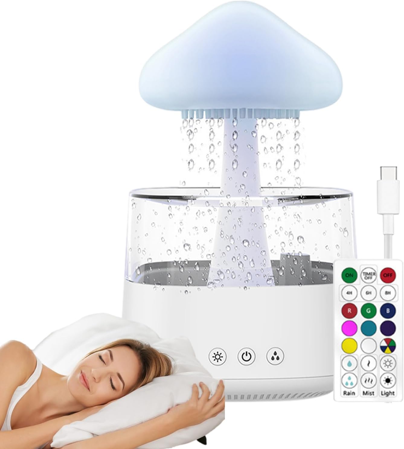 MU-XXJF003 Diffusore di Aromi a Forma di Nuvole Pioggiante RGB 450ml