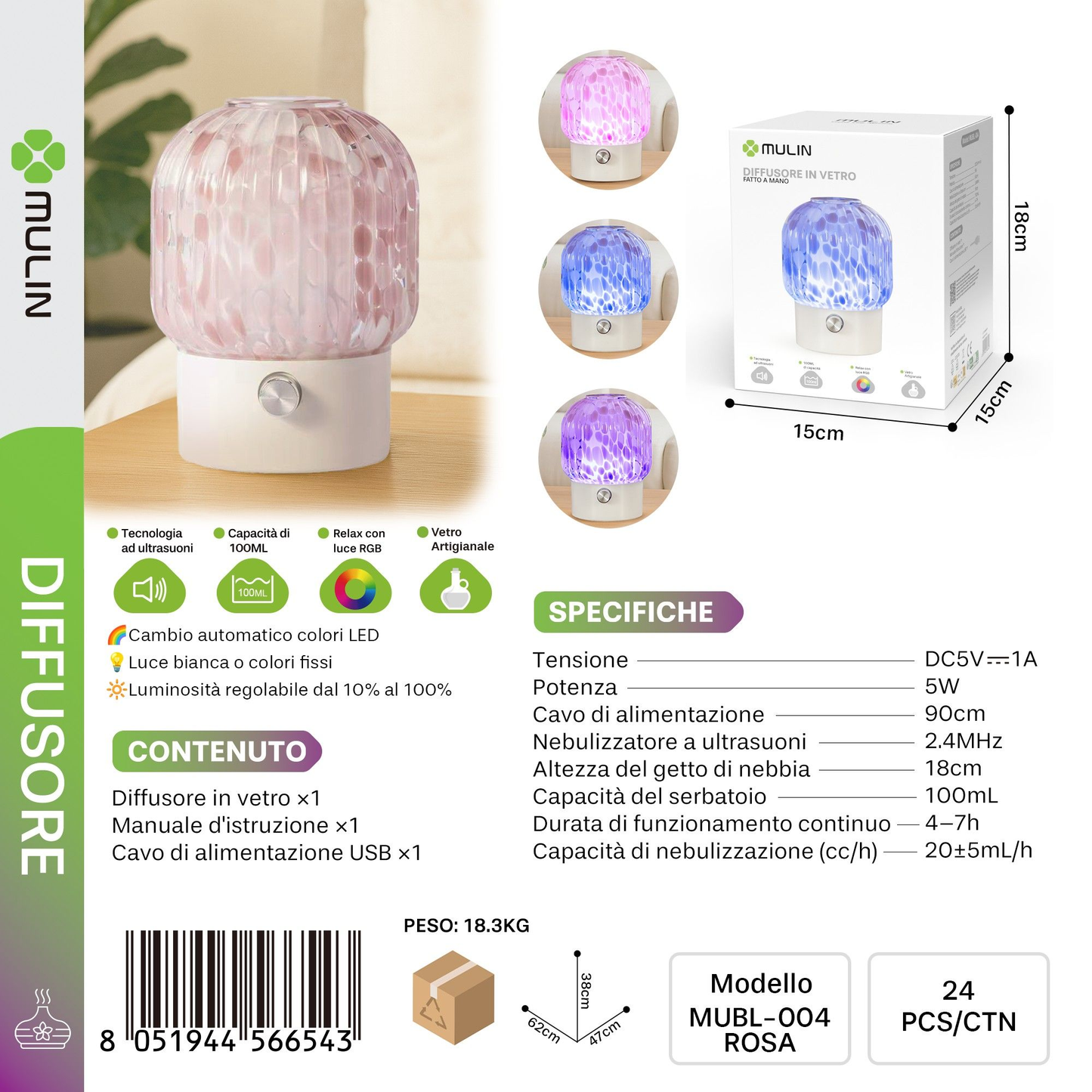 MUBL-004 Diffusore di Aromi in Vetro 100ml