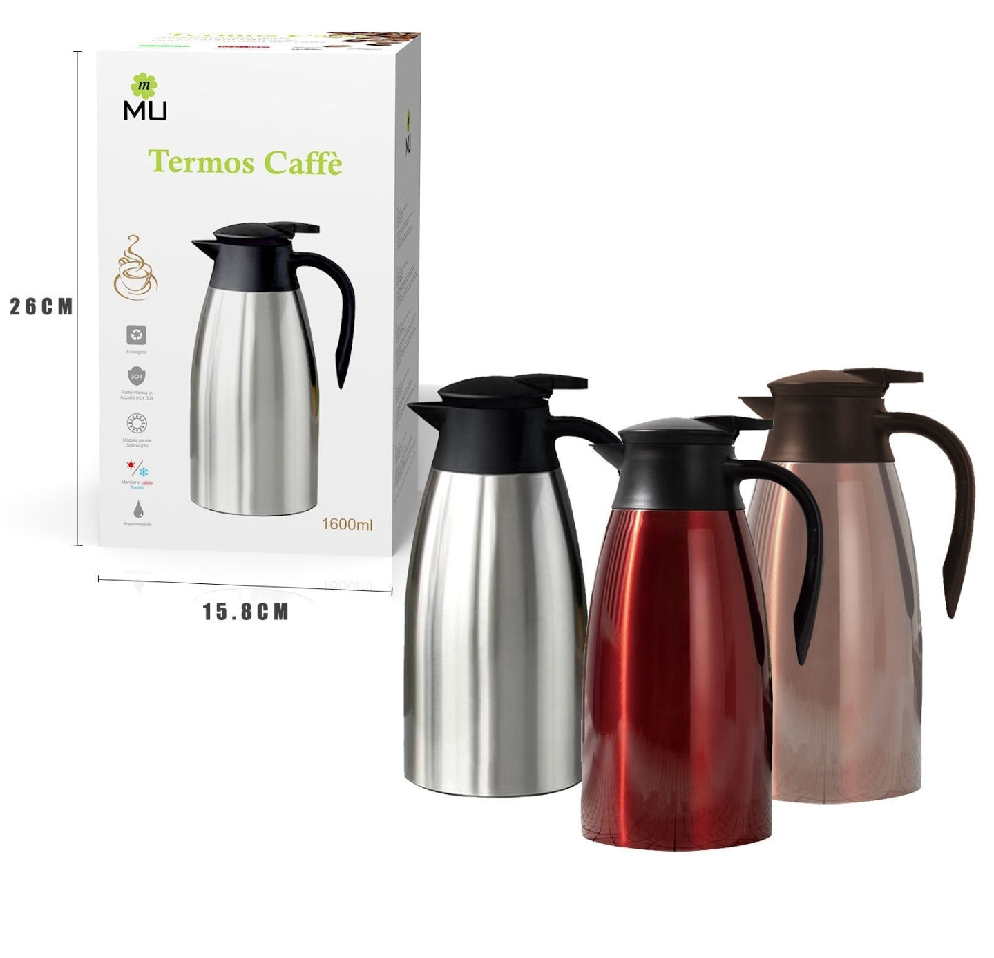 Isolierte Heißwasser-Thermoskanne 1600 ml