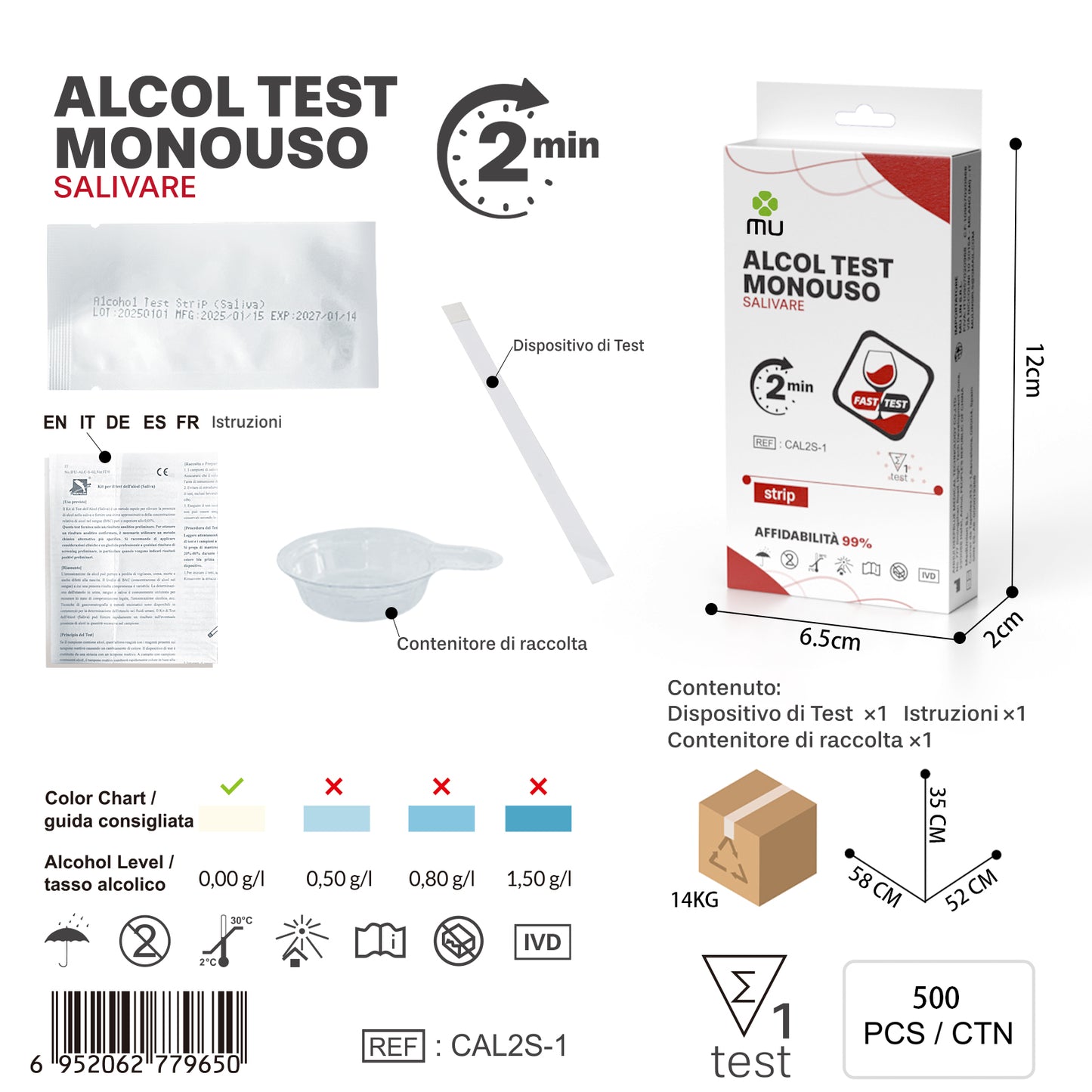 Mulin Alcol Test Etilometro Monouso