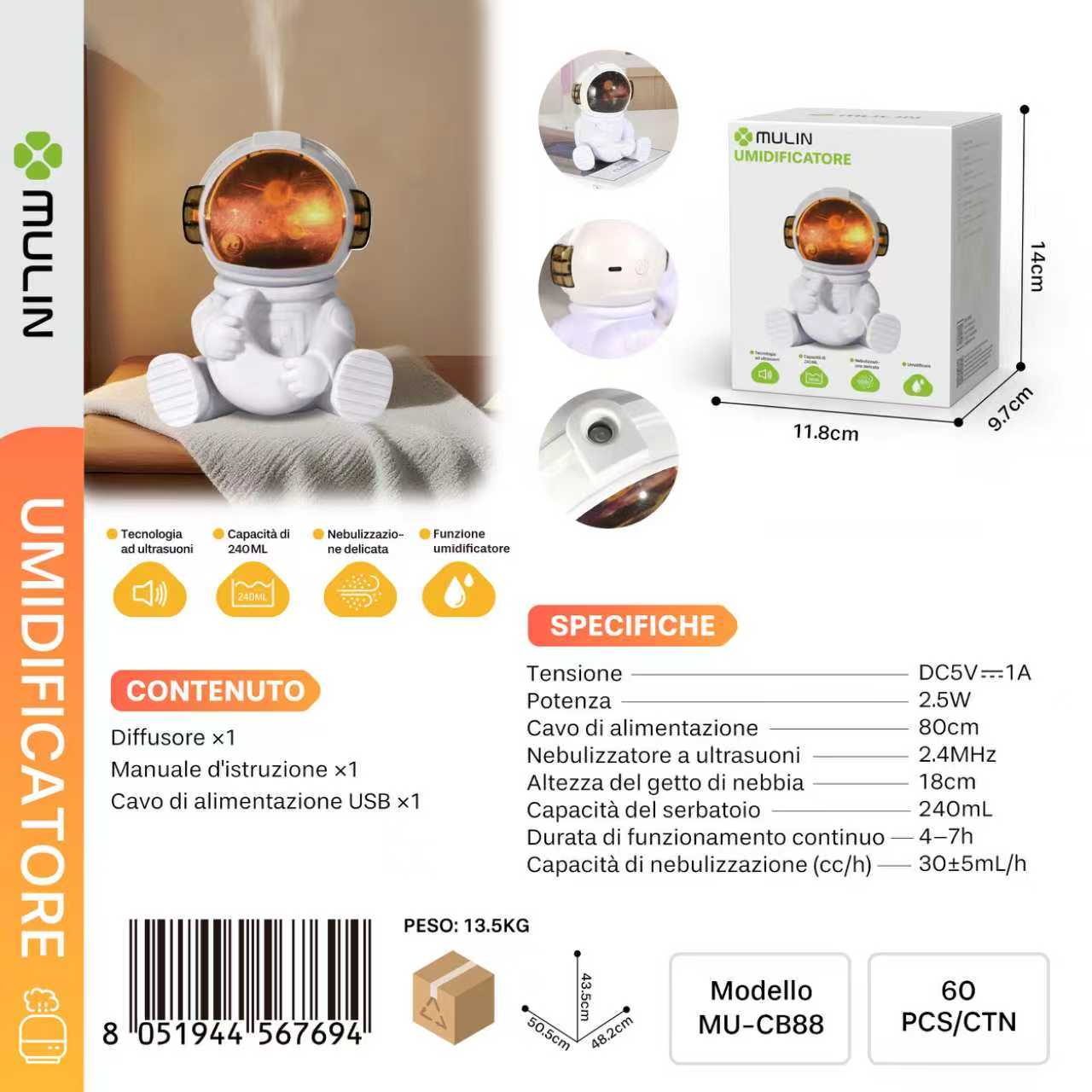 CB88 Umidificatore 240ml Astronauto
