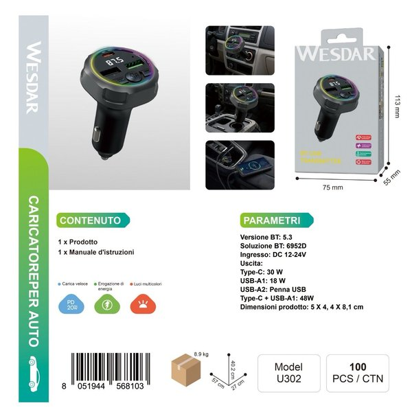 WESDAR U302 FM Transmitter per Macchina