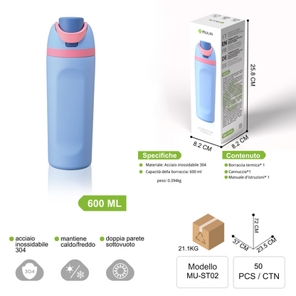 MU-ST02 Borraccia Termica da 600ml