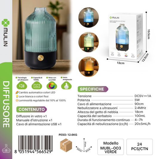 MUBL-003 Diffusore di Aromi in Vetro 100ml
