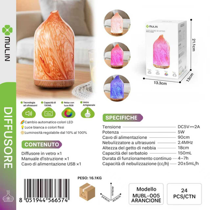 MUBL-005 Diffusore di Aromi in Vetro 150ml RGB
