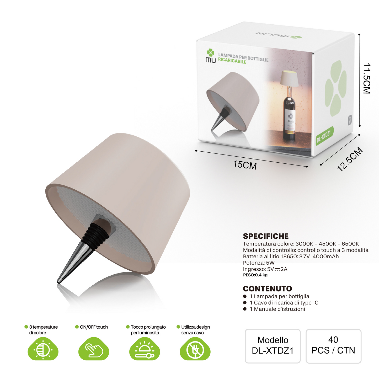 XTDZ1 Lampada da Bottiglia