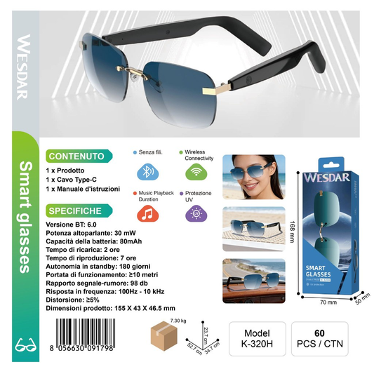 WESDAR K-320H Occhiali Smart (Verde)