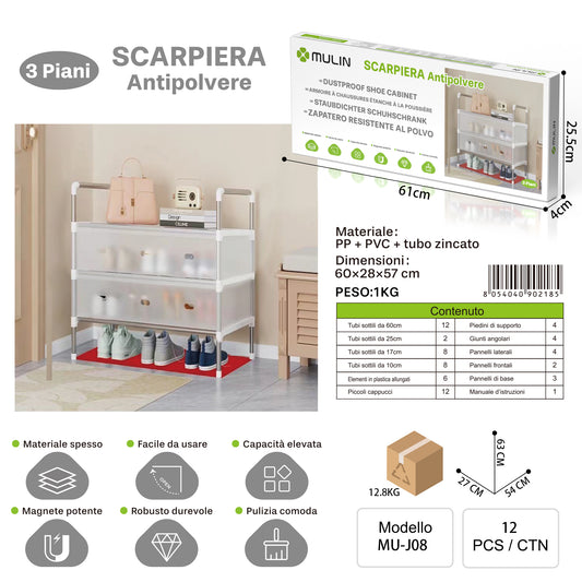 MU-J08 Scarpiera Antipolvere 3 Piani