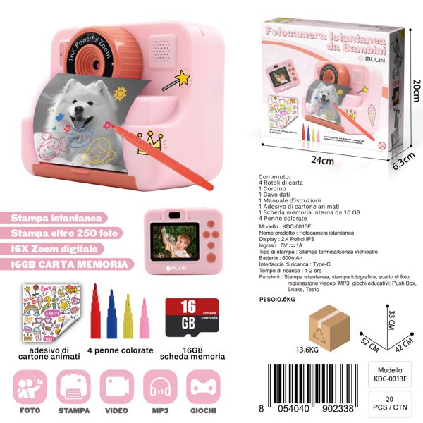 KDC-0013F Fotocamera Istantanea da Bambini
