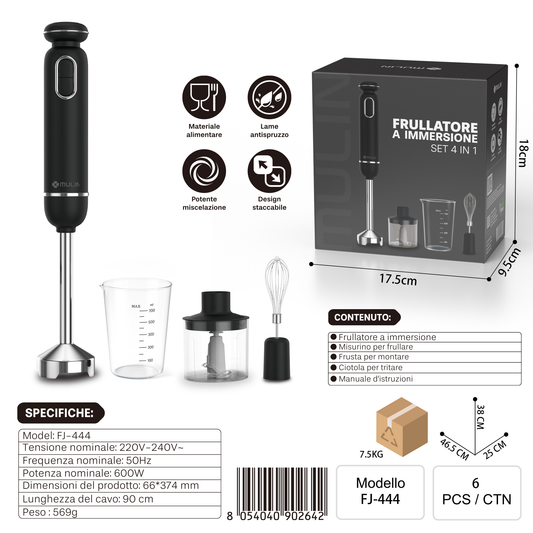 FJ-444 Frullatore a Immersione Set 4 in 1