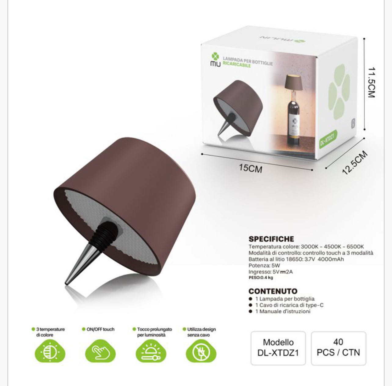 XTDZ1 Lampada da Bottiglia