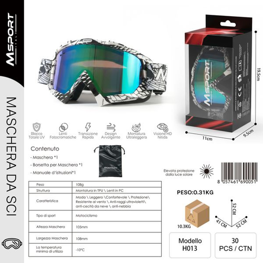 MSPORT H013 Occhiali da Sci