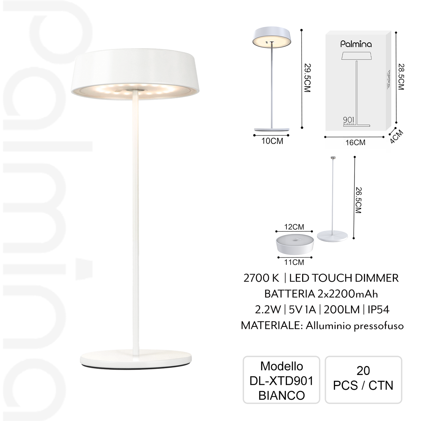 PALMINA XTD901 Magnetische Tischleuchte