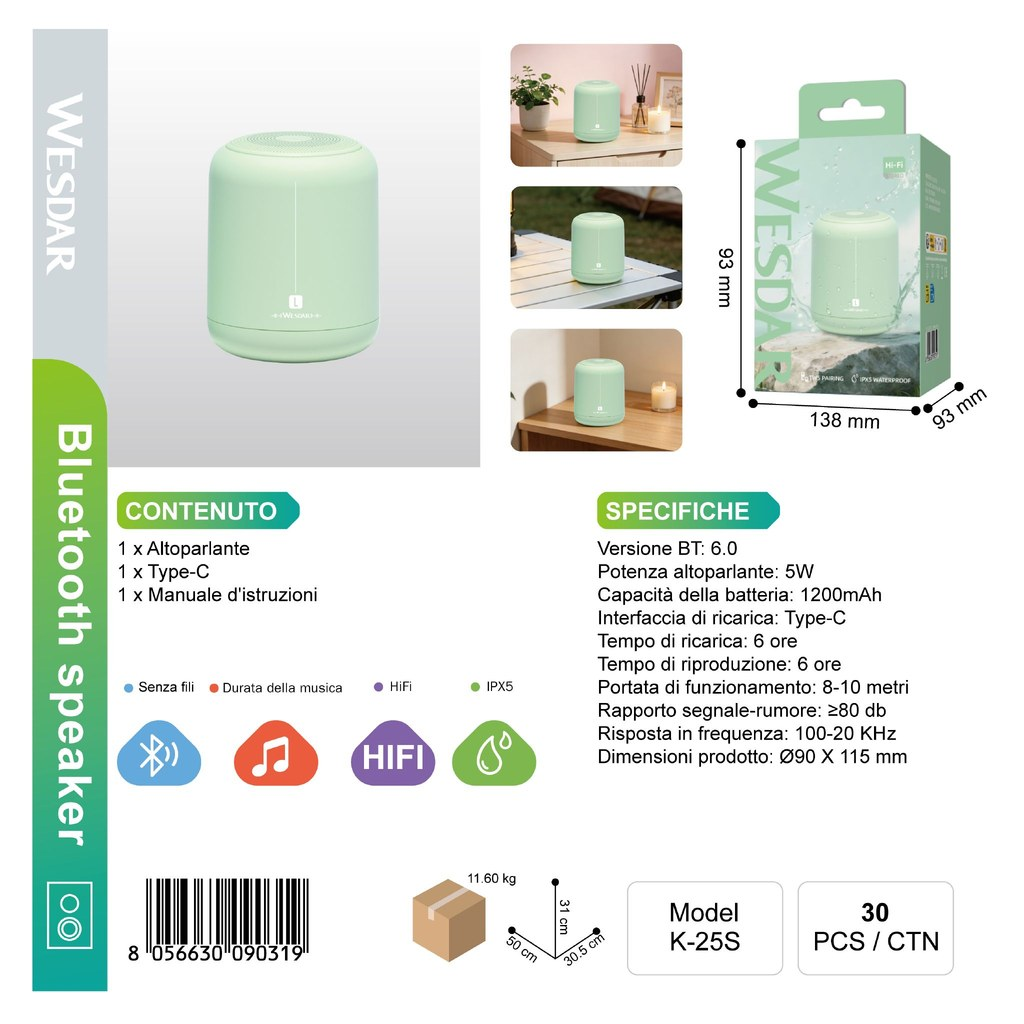 WESDAR K-25S Altorparlante 5W Verde