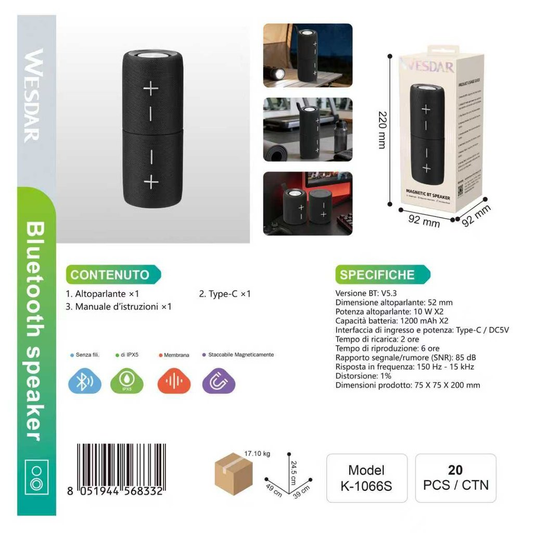 WESDAR K-1066S Altoparlante Wireless
