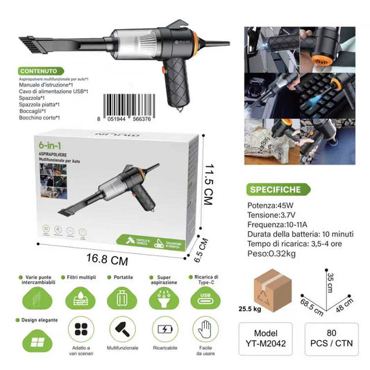 YT-M2042 Aspirapolvere 6-in-1 Multifunzionale per Auto