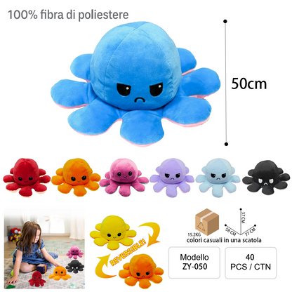 MU-ZY Peluche di Polpo Reversibile di Varie Colore, Misure e Grandezze