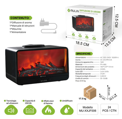 MU-XXJF006 Diffusore di Arome a Forma Caminetto (Nero)