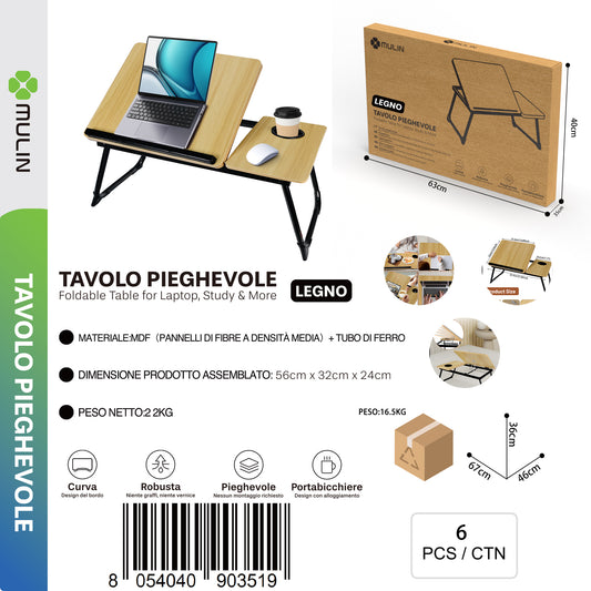 Tavolo Pieghevole con Portabicchiere