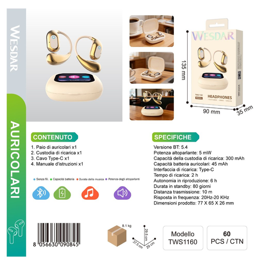 WESDAR TWS1160 Auricolare Wireless Beige