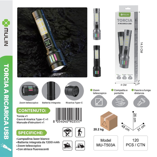 MU-T503A Torcia a Ricarica USB