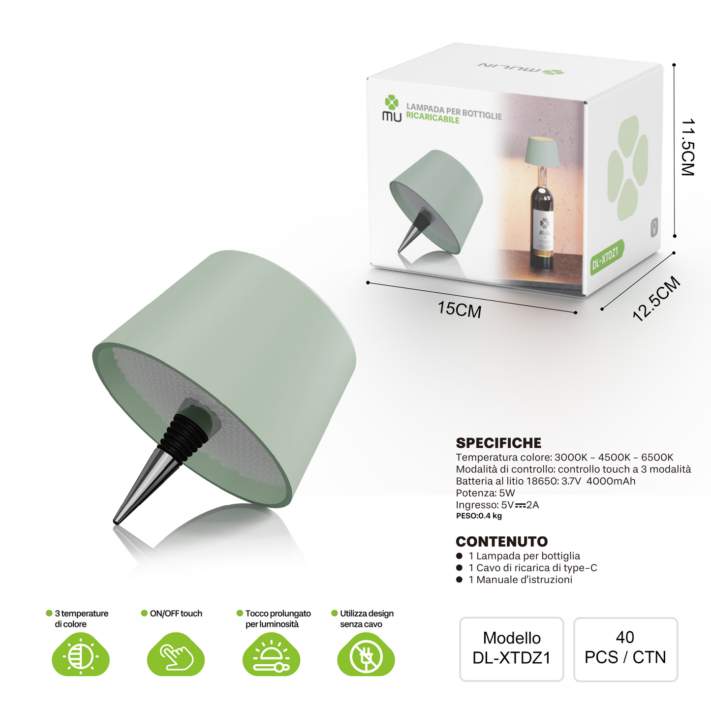 XTDZ1 Lampada da Bottiglia