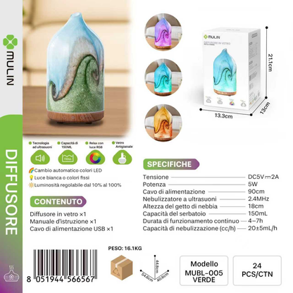 MUBL-005 Diffusore di Aromi in Vetro 150ml RGB