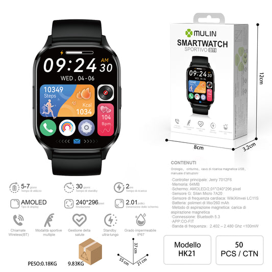 HK21 Smartwatch Orologio Sportivo