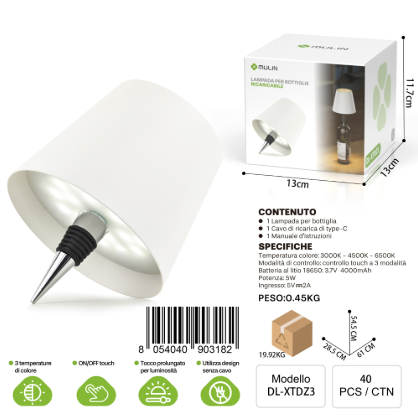 XTDZ3 Lampada da Tavolo Ricaricabile