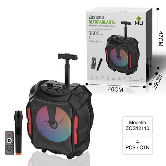 ZQS12110 Kabelloser Superbass-Lautsprecher 3600 mAh 15 W + 15 W