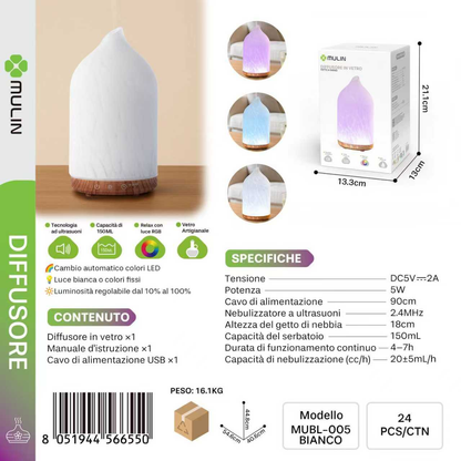 MUBL-005 Diffusore di Aromi in Vetro 150ml RGB