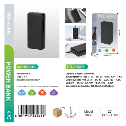 WESDAR S659 Powerbank 20000 mAh