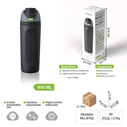 MU-ST02 Borraccia Termica da 600ml