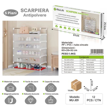 MU-J09 Scarpiera Antipolvere 5 Piani