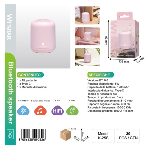WESDAR K-25S Altorparlante 5W Rosa