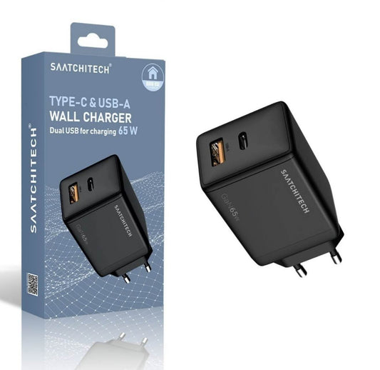 Doppio Caricabatteria da Parete Gan con PPS da 65W