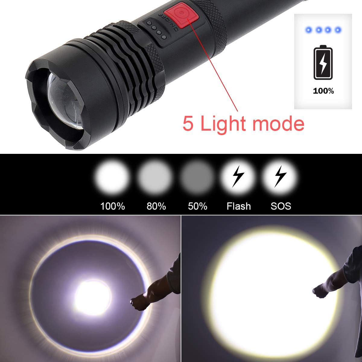 BL-X72-P90 Tactical Military Flashlight 10w