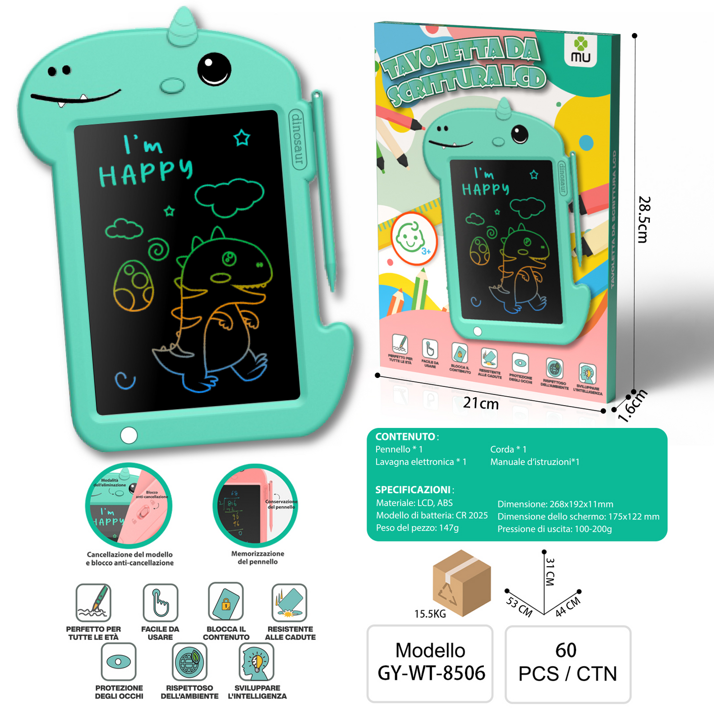 WT-8506 8.8 Pollice Tavoletta Grafica Verde