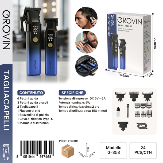 GROVIN G-358 Kit Tagliacapelli completo (incluse 2 Tagliacapelli)