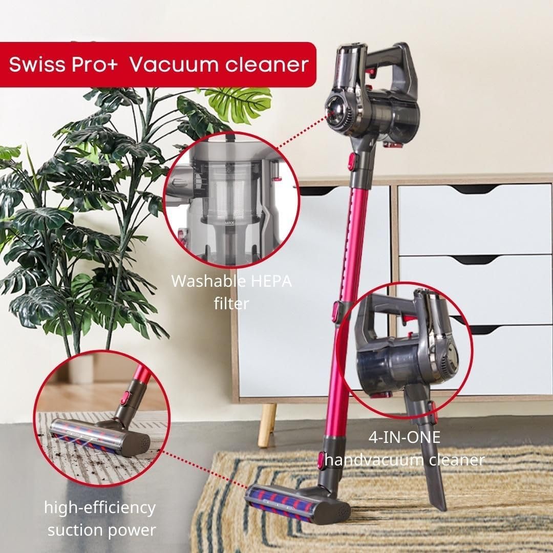 Swiss Pro+ Cordless Vacuum Cleaner - Cordless Vacuum Cleaner - 150W - Pink - 0.6L