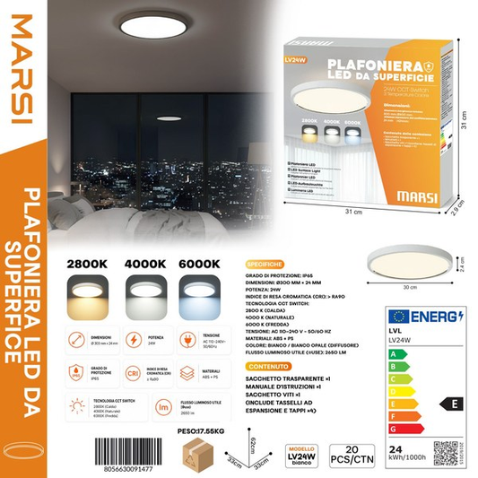 MARSI LV24W 2650ML Plafoniera LED da Superfice