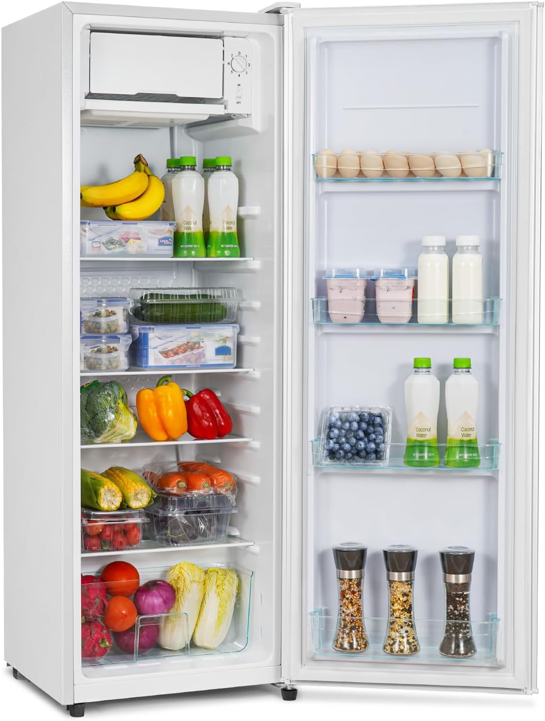 Frigorifero con Micro Congelatore, 138L, Raffreddamento 133 l, Congelamento da 5 l, 4 Ripiani in Vetro