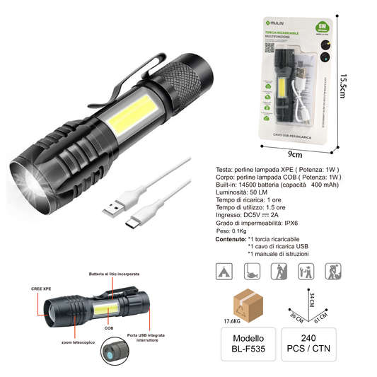BL-F535 TORCIA RICARICABILE 50LM