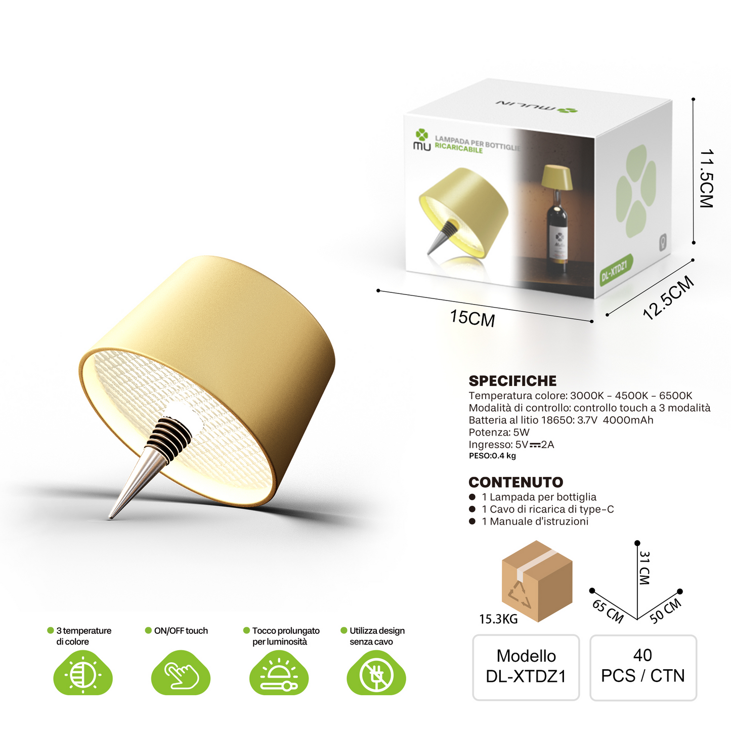 XTDZ1 Lampada da Bottiglia