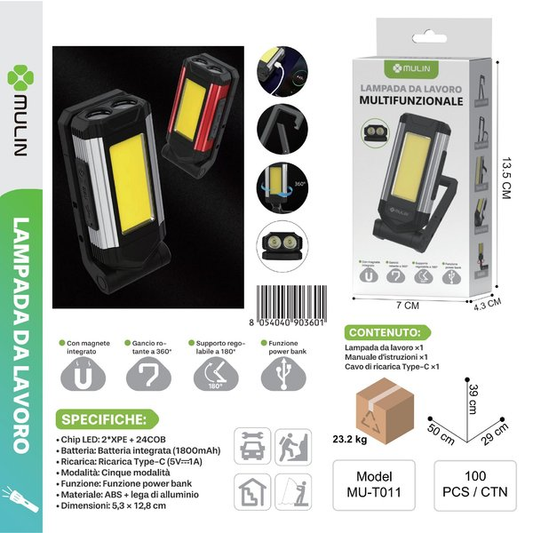 MU-T011 Lampa da Lavoro Multifunzionale