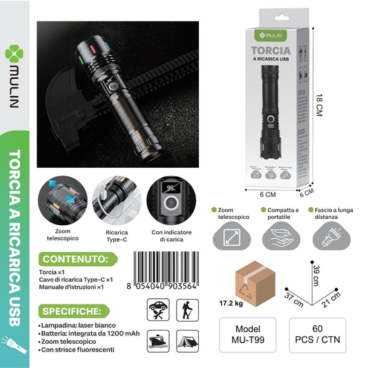 MU-T99 Torcia a Ricarica USB