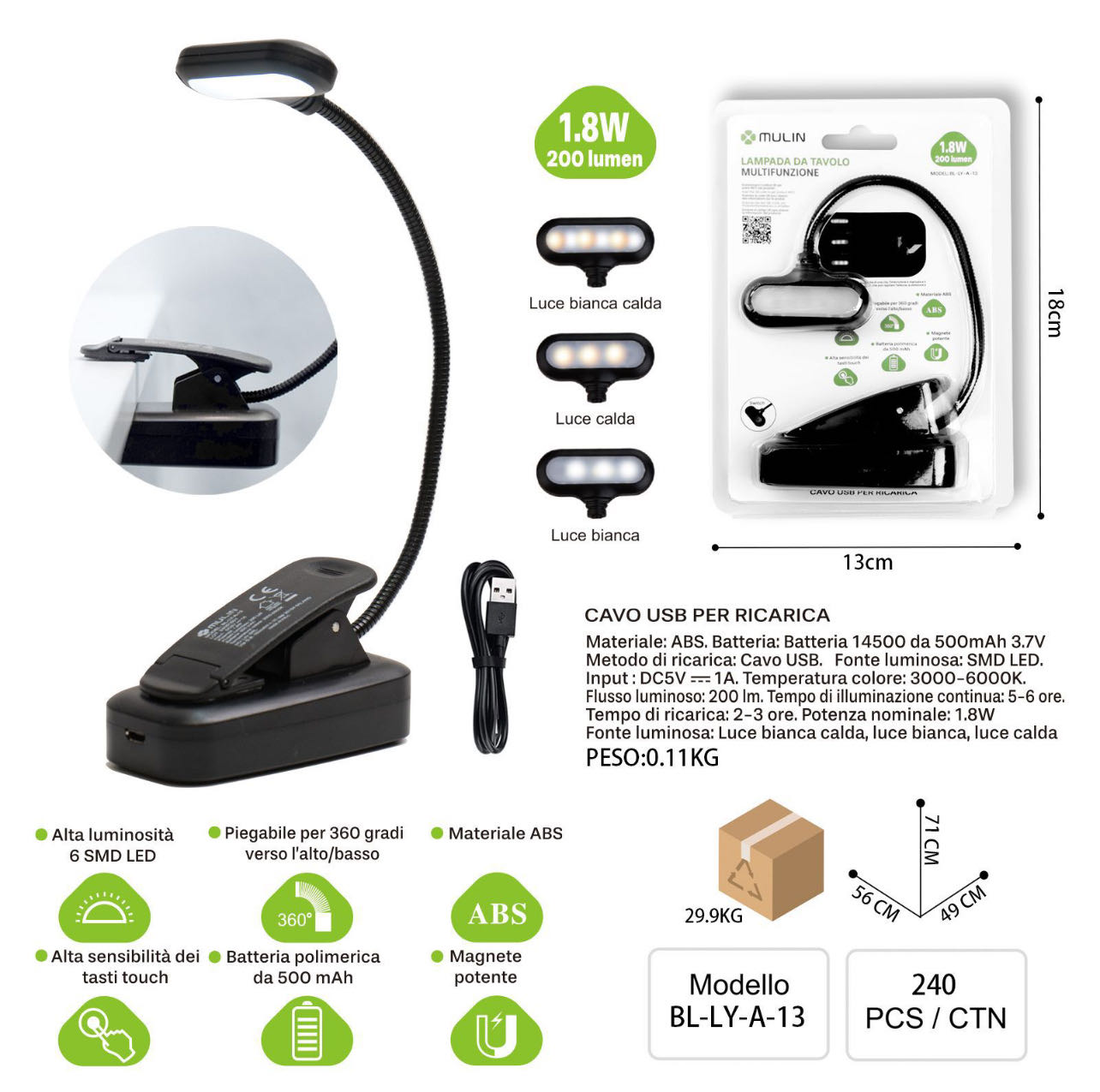 BL-LY-A-13 Lampada da Tavolo 1.8w