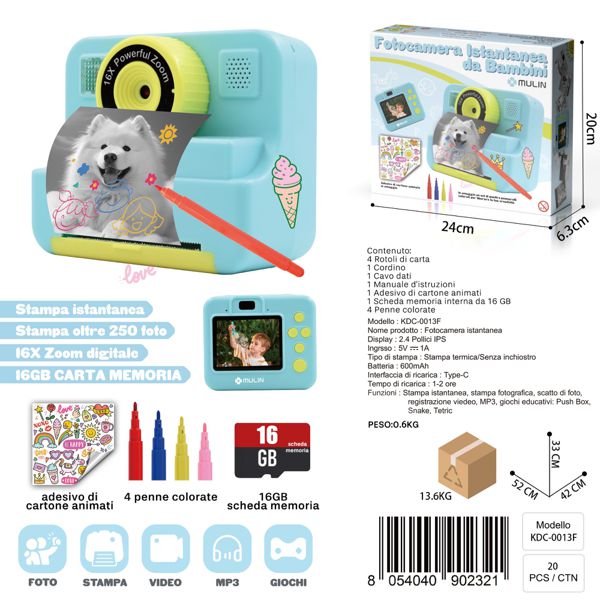 KDC-0013F Fotocamera Istantanea da Bambini