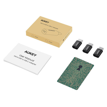 AUKEY CB-A2 Micro USB a Type-C Adattatore (Nero) (3pz)